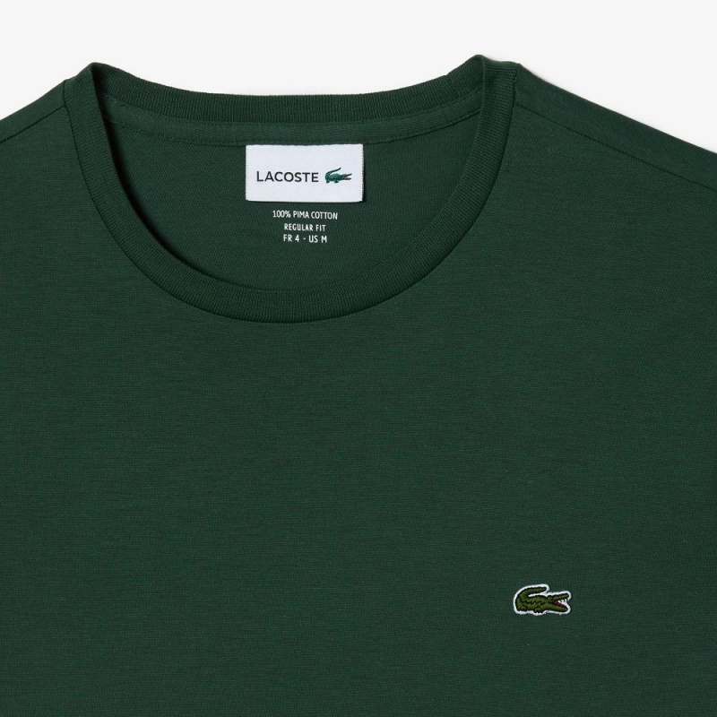 Men's Lacoste Crew Neck Pima Cotton Jersey T-Shirt Dark Green | IUG750834