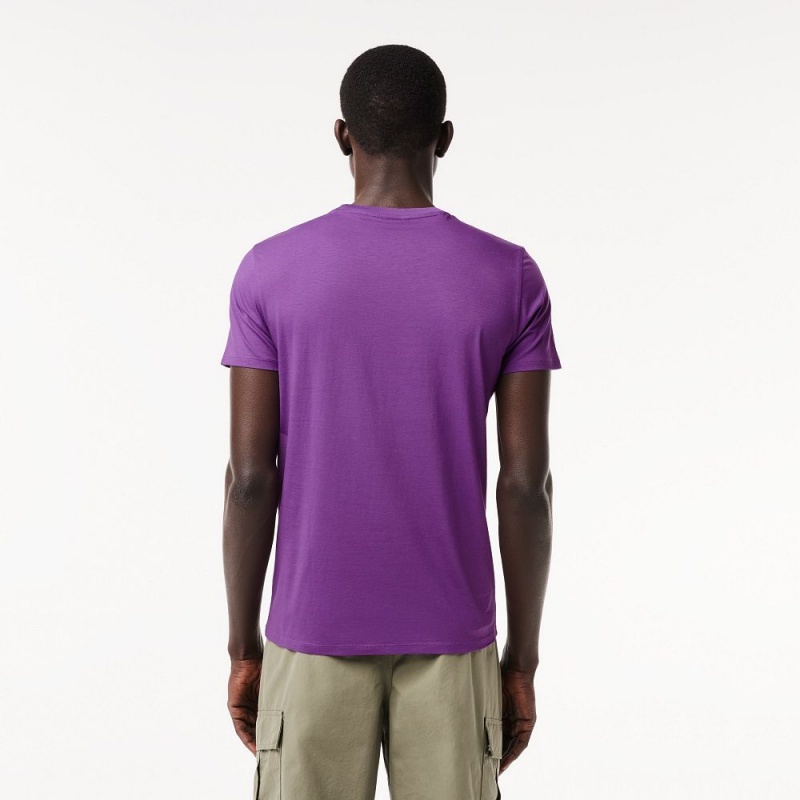 Men's Lacoste Crew Neck Pima Cotton Jersey T-Shirt Mauve purple | BZS401359