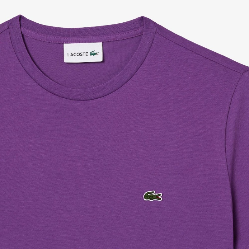 Men's Lacoste Crew Neck Pima Cotton Jersey T-Shirt Mauve purple | BZS401359