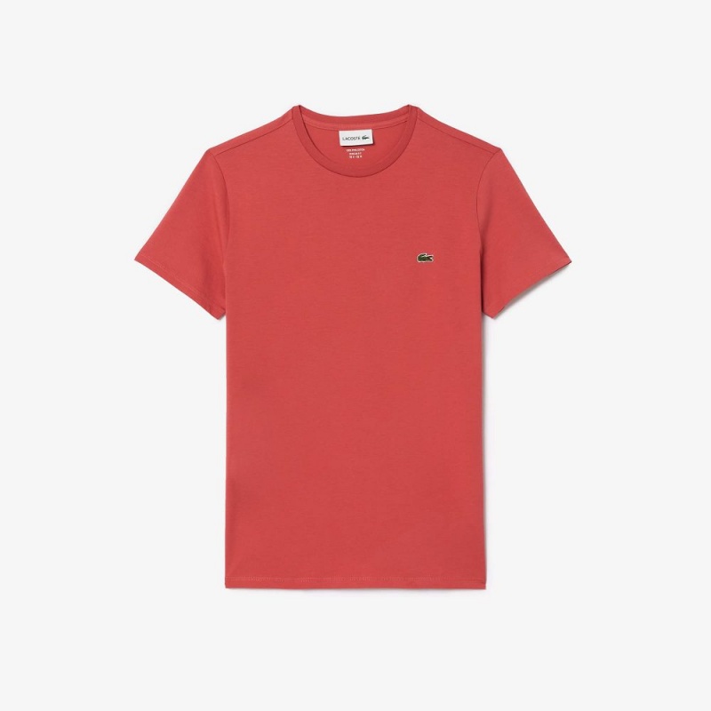 Men's Lacoste Crew Neck Pima Cotton Jersey T-Shirt Pink | EQH549781