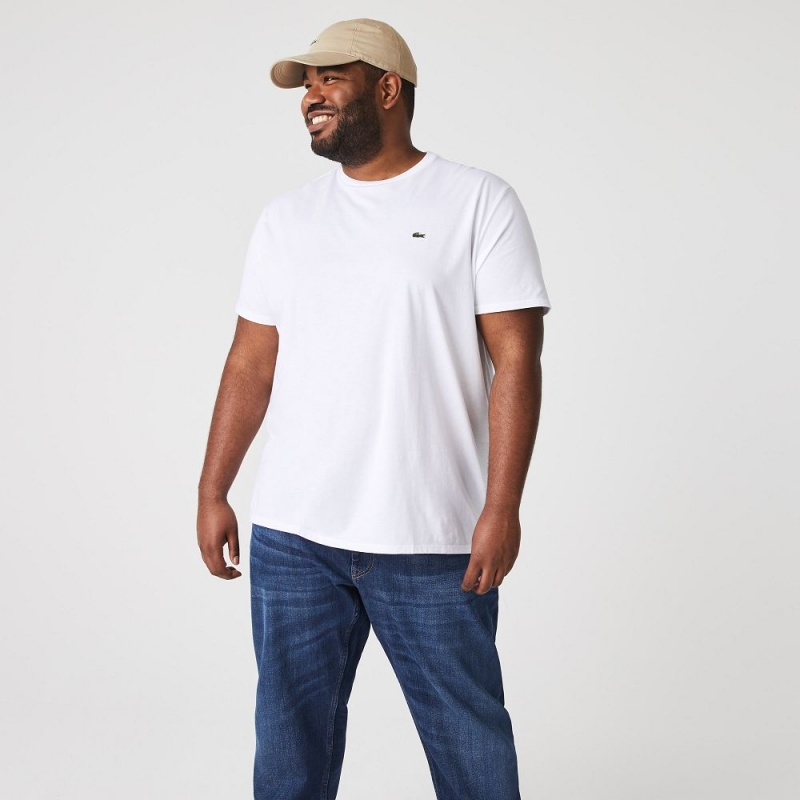 Men's Lacoste Crew Neck Pima Cotton Jersey T-Shirt White | IEF983607