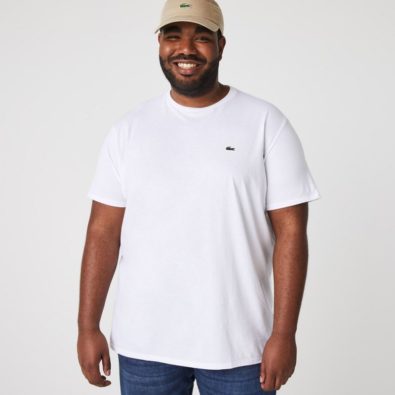 Men's Lacoste Crew Neck Pima Cotton Jersey T-Shirt White | IEF983607