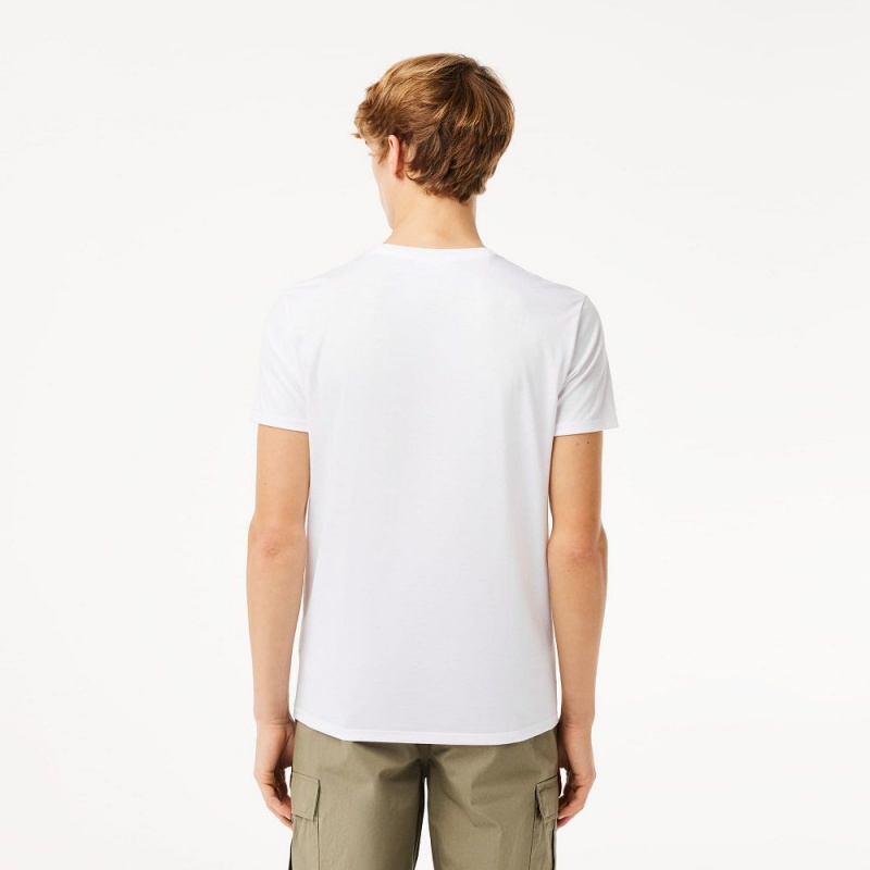 Men's Lacoste Crew Neck Pima Cotton Jersey T-Shirt White | IEF983607