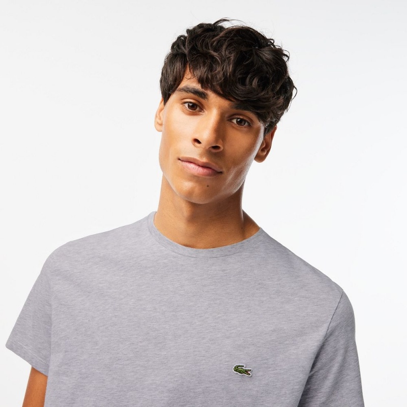 Men's Lacoste Crew Neck Pima Cotton Jersey T-Shirt Grey Chine | QDF914580