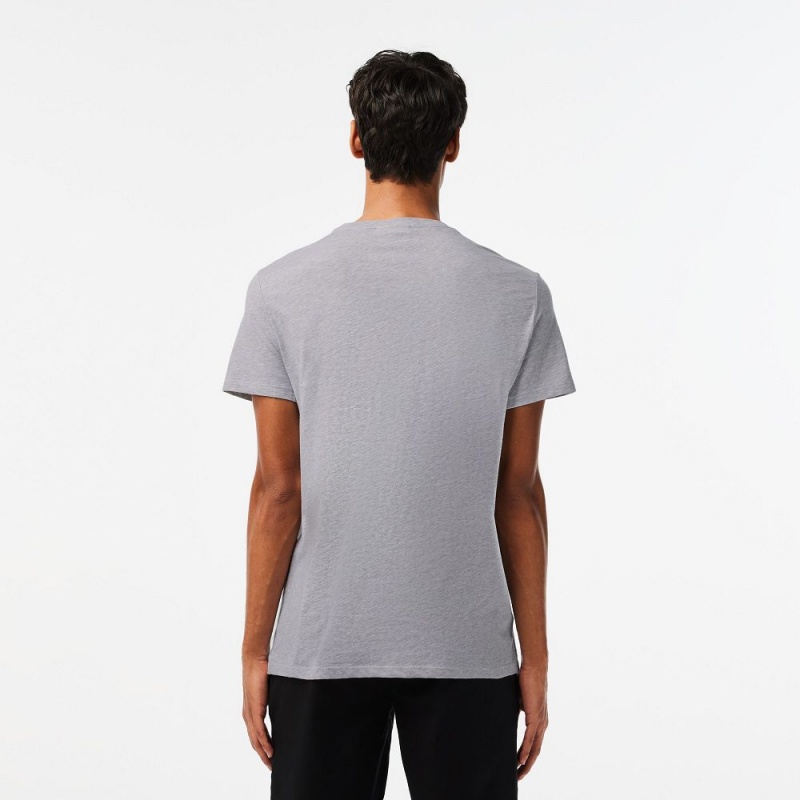 Men's Lacoste Crew Neck Pima Cotton Jersey T-Shirt Grey Chine | QDF914580