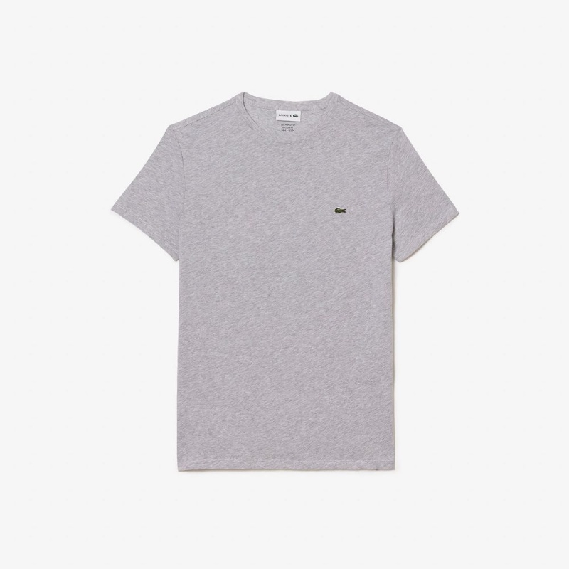 Men's Lacoste Crew Neck Pima Cotton Jersey T-Shirt Grey Chine | QDF914580