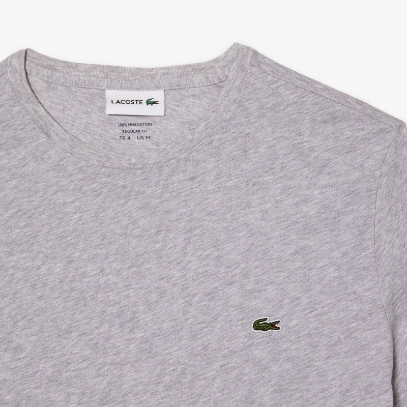 Men's Lacoste Crew Neck Pima Cotton Jersey T-Shirt Grey Chine | QDF914580