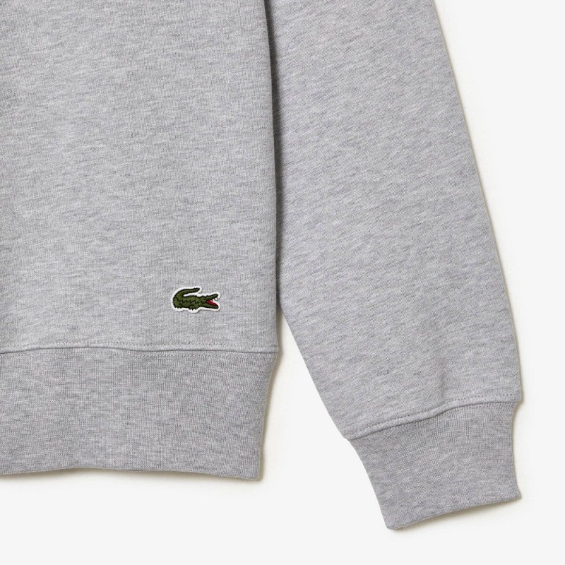 Men's Lacoste Crew Neck Unbrushed Fleece Sweatshirt Grey Chine | BPE679348