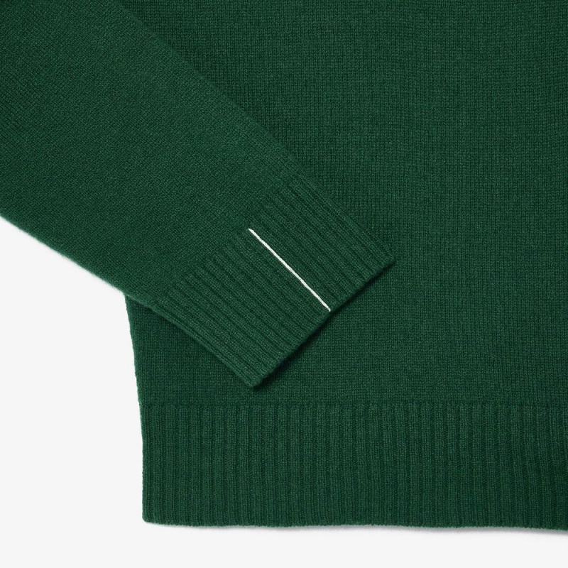 Men's Lacoste Crew Neck Wool Sweater Pine green | WNH714365