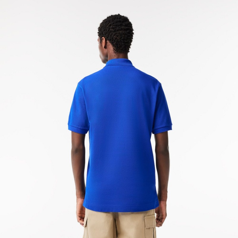 Men's Lacoste Croc Badge Piqué Polo Shirts Gentian blue | ARL546937