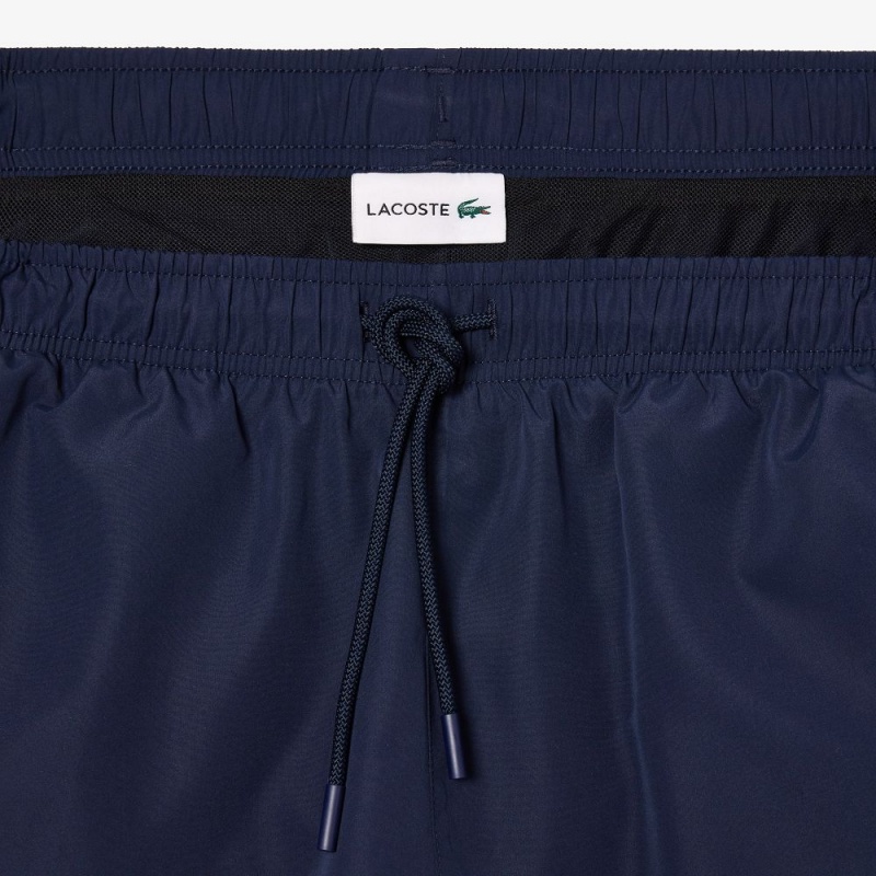 Men's Lacoste Croc Print Swim Trunks Navy Blue | OTX839247