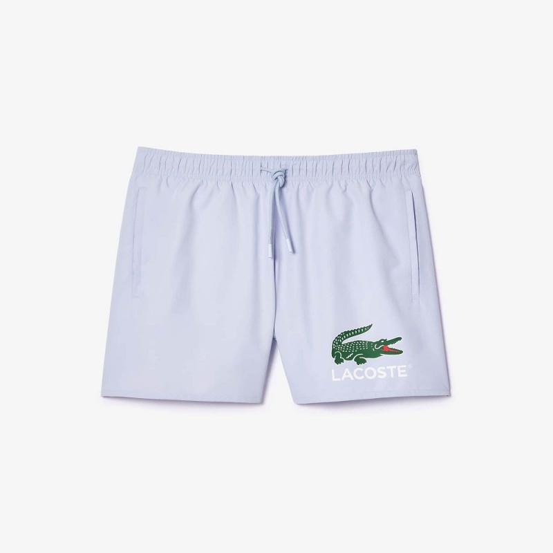 Men's Lacoste Croc Print Swim Trunks Phoenix blue | QHM864972