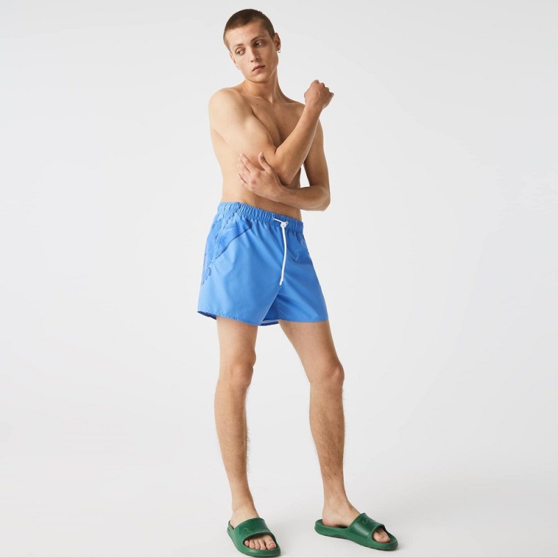 Men's Lacoste Crocodile Mesh-Lined Swim Trunks Ethereal blue | EXI306974