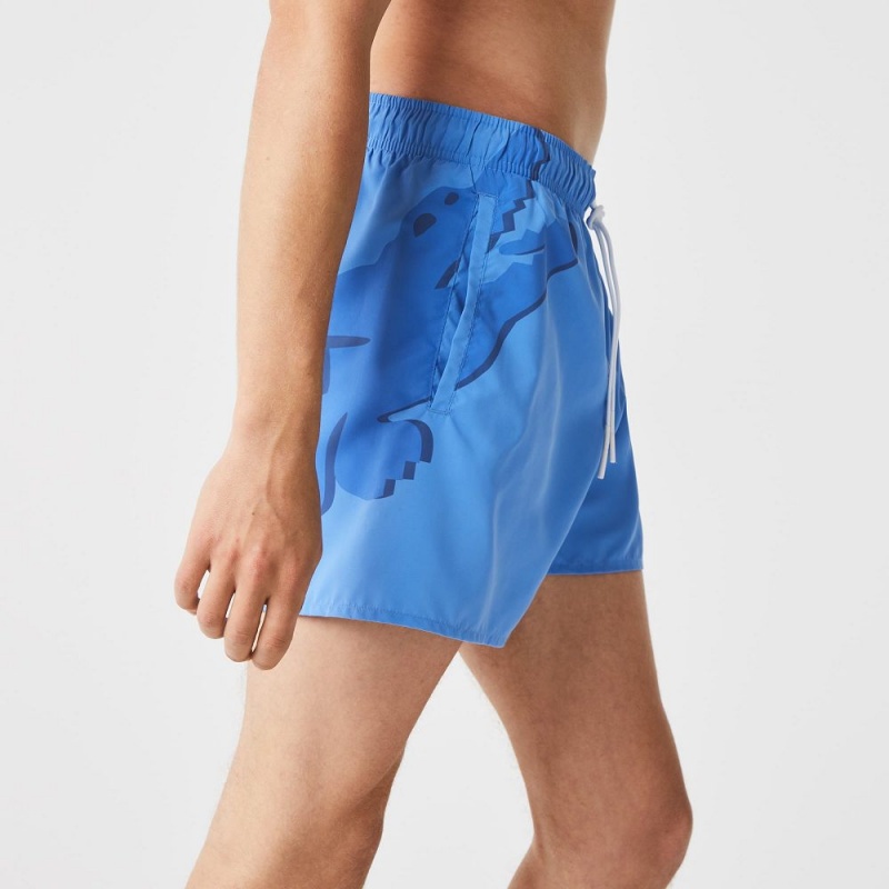 Men's Lacoste Crocodile Mesh-Lined Swim Trunks Ethereal blue | EXI306974