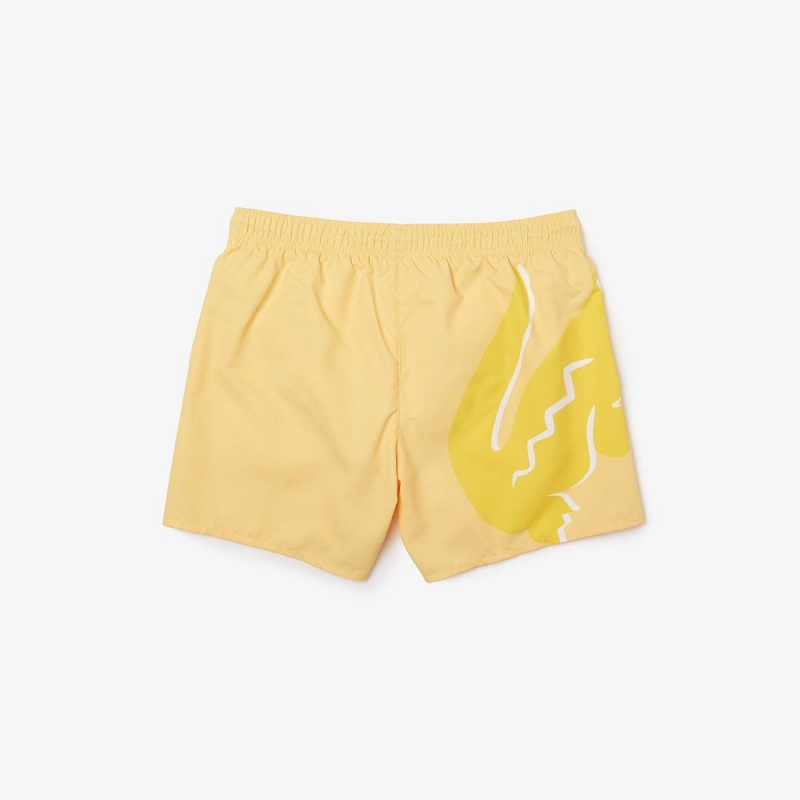 Men's Lacoste Crocodile Mesh-Lined Swim Trunks Napolitan yellow | EOH710683