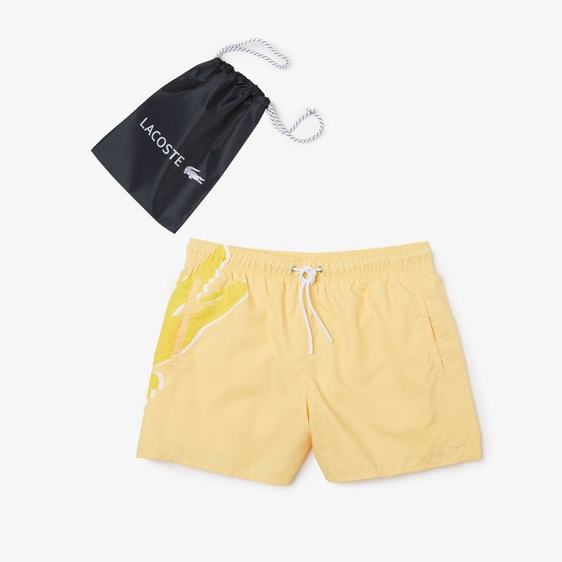 Men's Lacoste Crocodile Mesh-Lined Swim Trunks Napolitan yellow | EOH710683