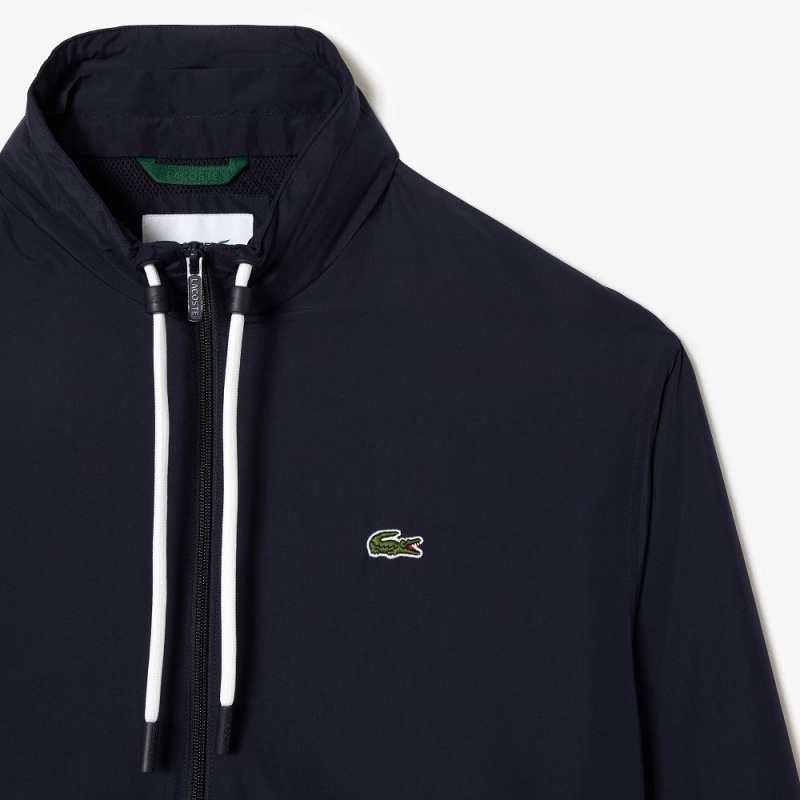 Men's Lacoste Detachable Hood Water-Resistant Jackets Abysm blue | KNQ840736