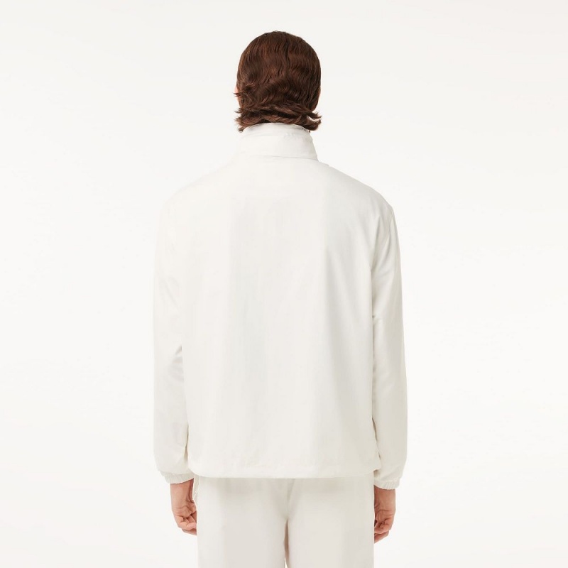 Men's Lacoste Detachable Hood Water-Resistant Jackets White | RFT036974