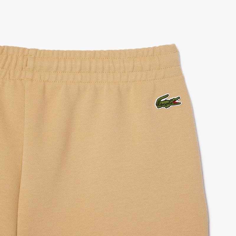 Men's Lacoste Double-Face Printed Piqué Shorts Beige | DUX802791