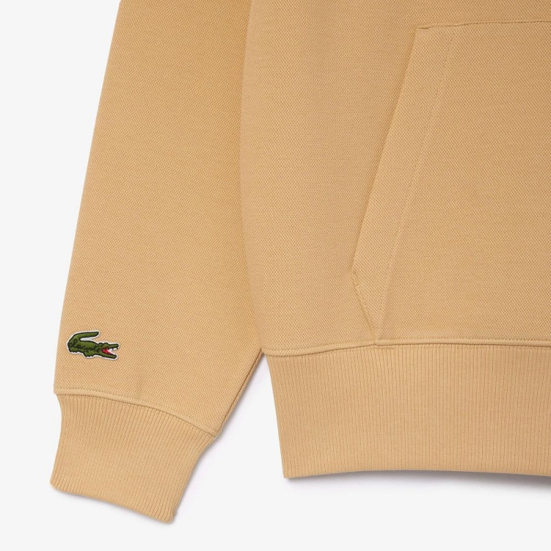 Men's Lacoste Double Face Piqué Hoodie Beige | YMQ150497