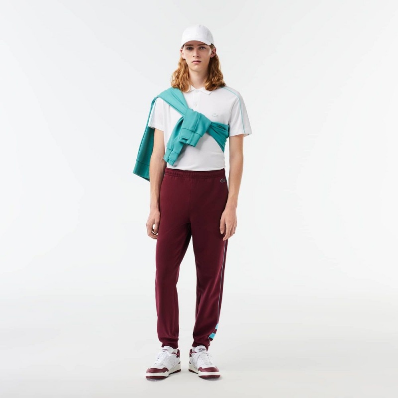 Men's Lacoste Embroidered Regular Fit Sweatpants Bordeaux Blue | WPH720485