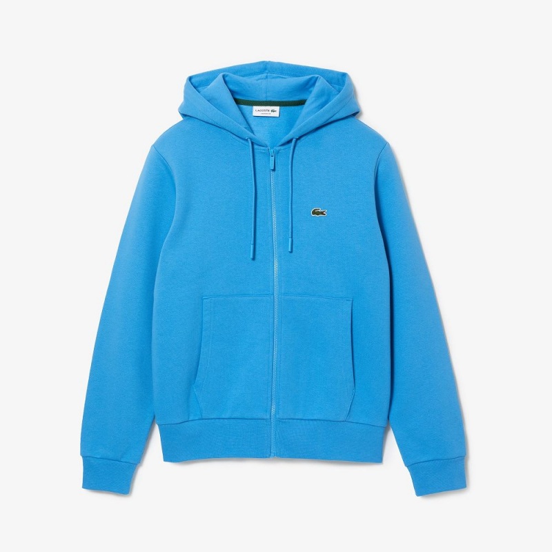 Men's Lacoste Fleece Zip-Up Hoodie Blue | NFZ760428