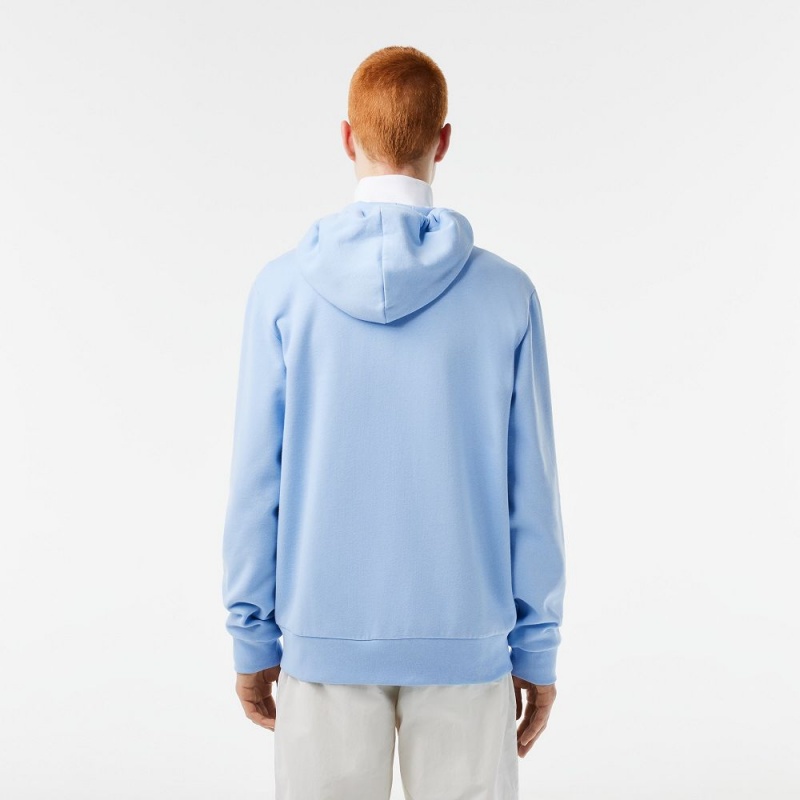 Men's Lacoste Fleece Zip-Up Hoodie Pastel blue | IXT079284