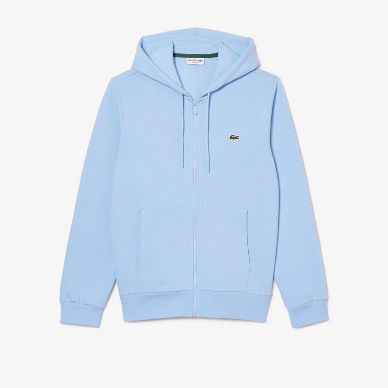 Men's Lacoste Fleece Zip-Up Hoodie Pastel blue | IXT079284