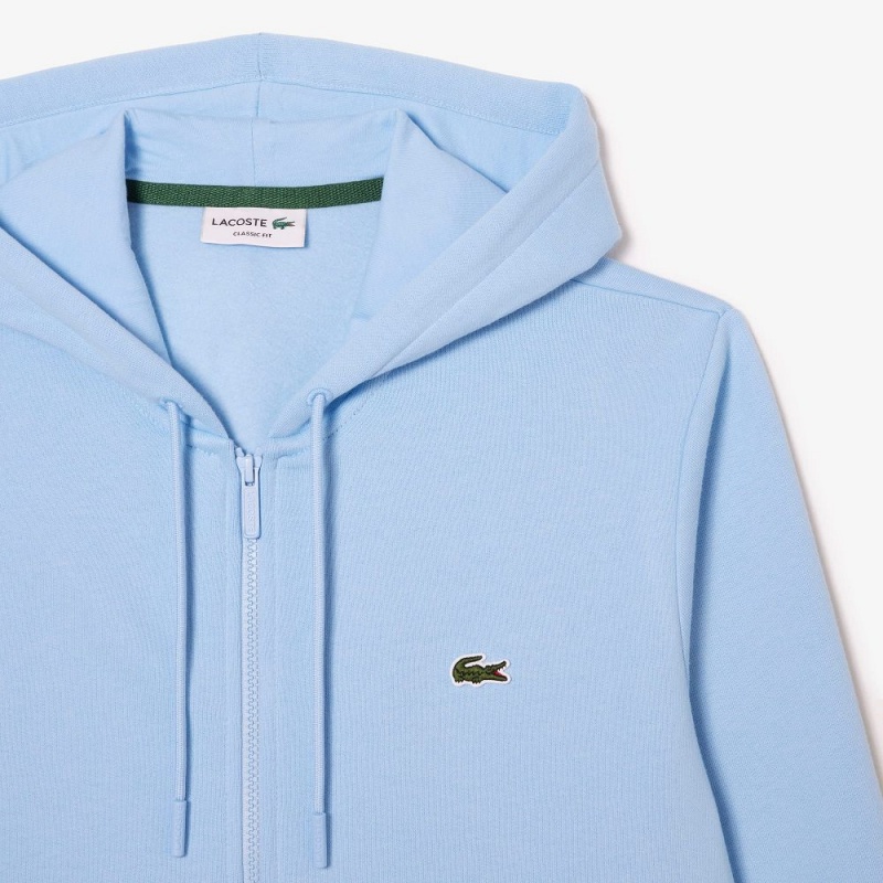 Men's Lacoste Fleece Zip-Up Hoodie Pastel blue | IXT079284