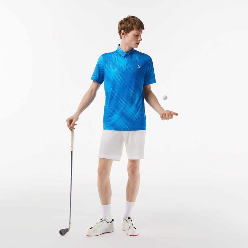 Men's Lacoste Golf Print Recycled Polyester Polo Shirts Blue | NBA587692