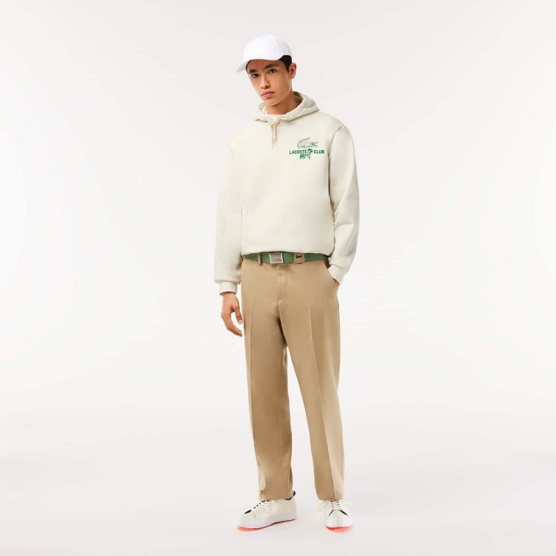 Men's Lacoste Golf Relaxed Fit Hoodie White | KVQ374209