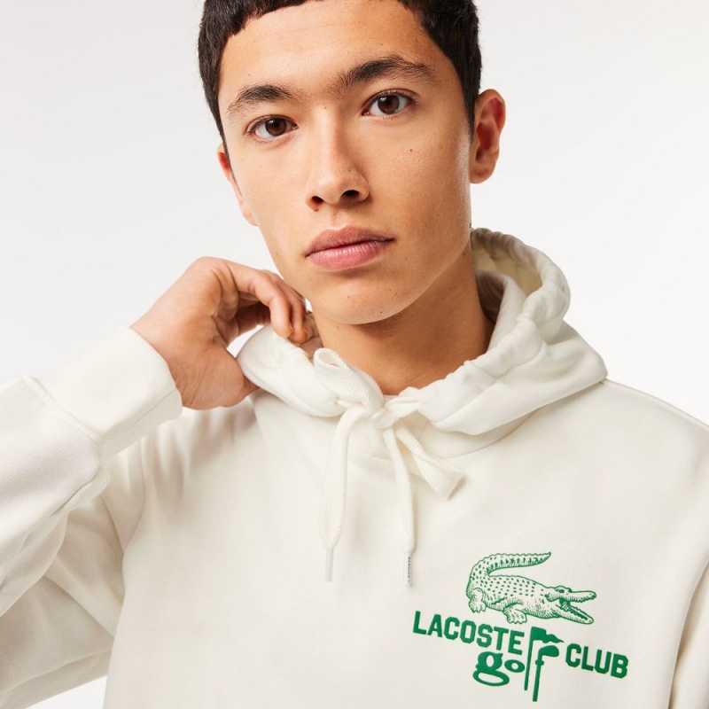 Men's Lacoste Golf Relaxed Fit Hoodie White | KVQ374209