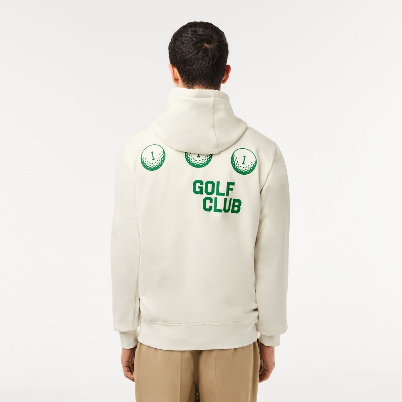 Men's Lacoste Golf Relaxed Fit Hoodie White | KVQ374209