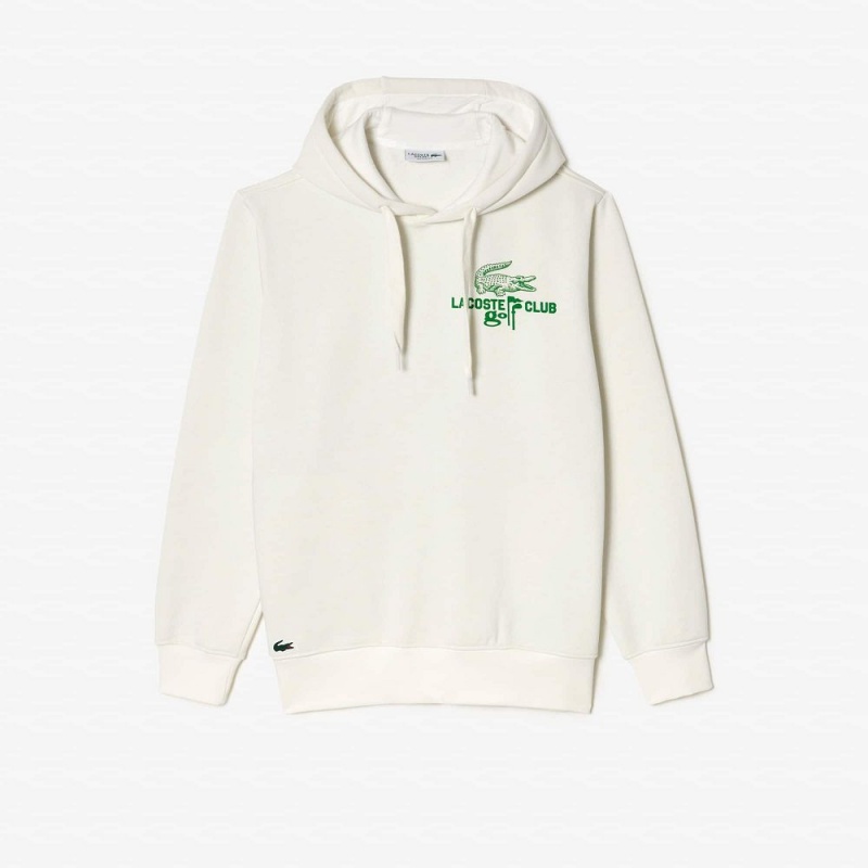 Men's Lacoste Golf Relaxed Fit Hoodie White | KVQ374209