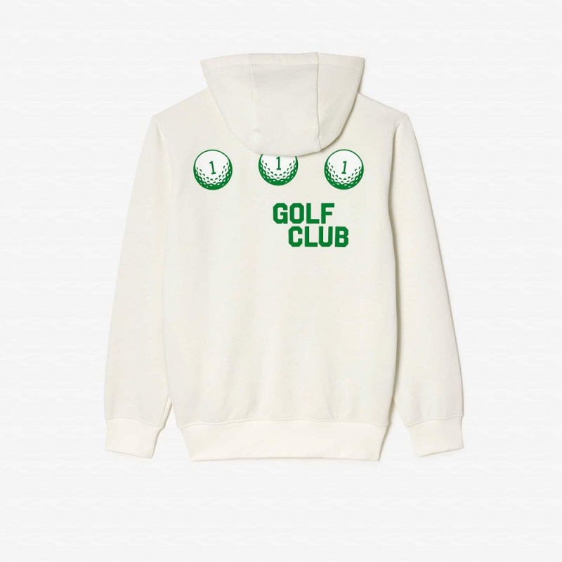 Men's Lacoste Golf Relaxed Fit Hoodie White | KVQ374209