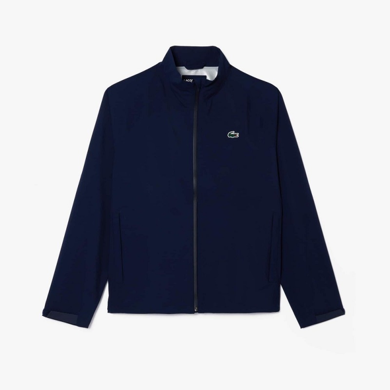 Men's Lacoste Golf Zip-Up Waterproof Windbreaker Jackets Navy Blue | KXA680135