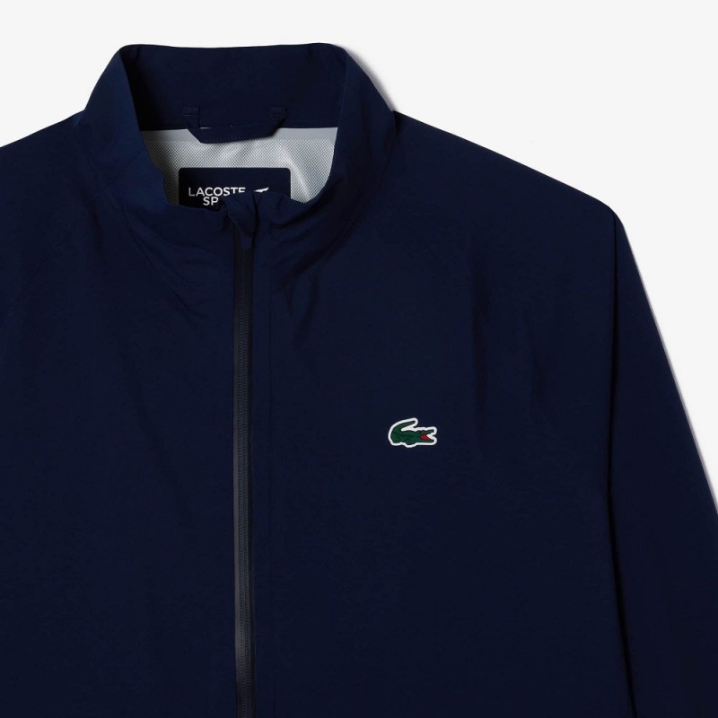 Men's Lacoste Golf Zip-Up Waterproof Windbreaker Jackets Navy Blue | KXA680135