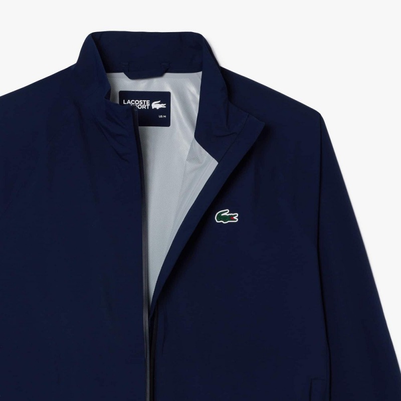 Men's Lacoste Golf Zip-Up Waterproof Windbreaker Jackets Navy Blue | KXA680135