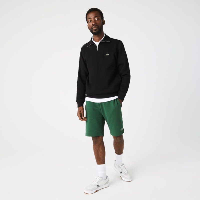 Men's Lacoste Half-Zip Cotton Sweatshirt Black | GMV429568