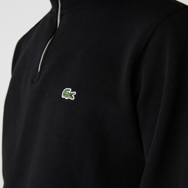 Men's Lacoste Half-Zip Cotton Sweatshirt Black | GMV429568