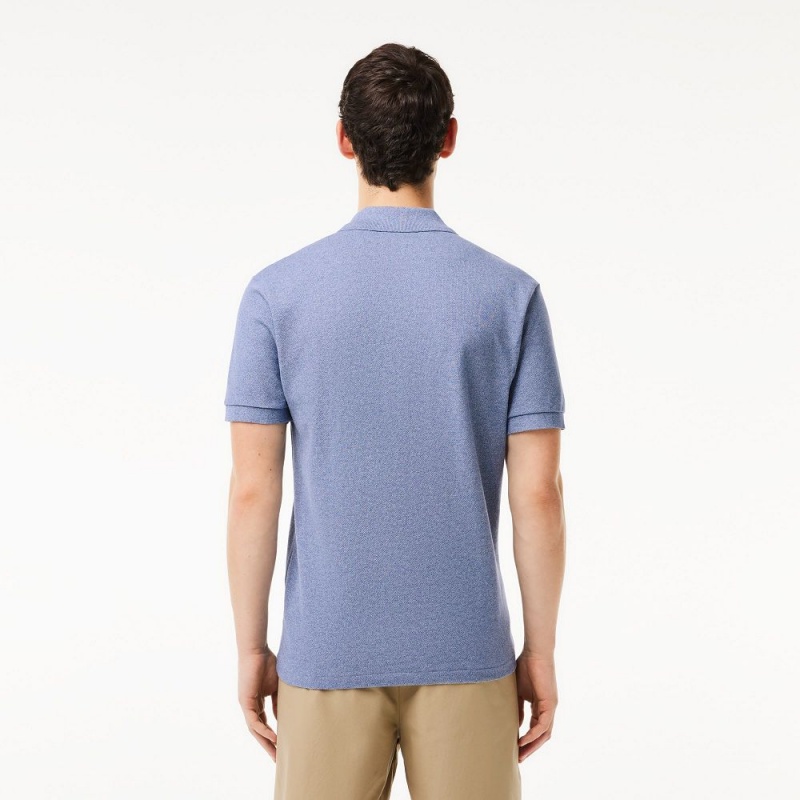 Men's Lacoste Heathered Petit Piqué Cotton Polo Shirts Blue Chine | QMD128679