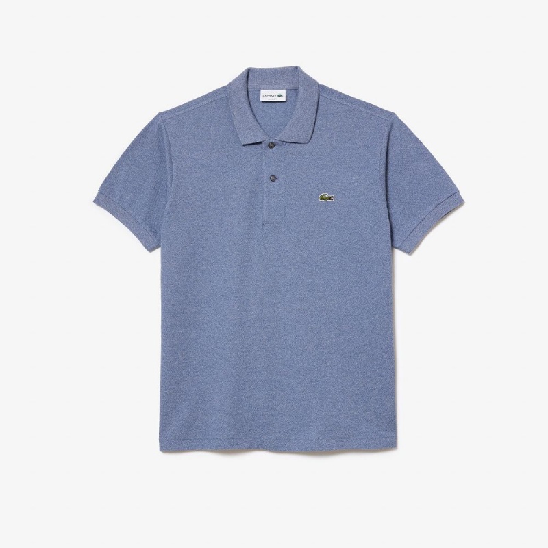 Men's Lacoste Heathered Petit Piqué Cotton Polo Shirts Blue Chine | QMD128679