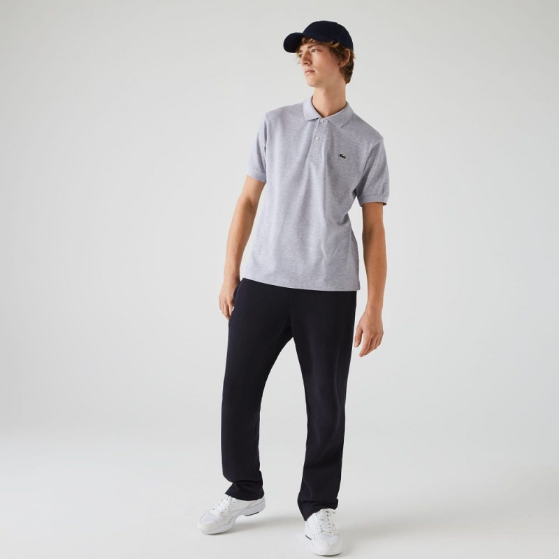 Men's Lacoste Heathered Petit Piqué Cotton Polo Shirts Grey Chine | FSD241386