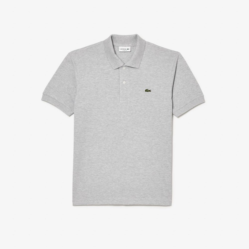 Men's Lacoste Heathered Petit Piqué Cotton Polo Shirts Grey Chine | FSD241386