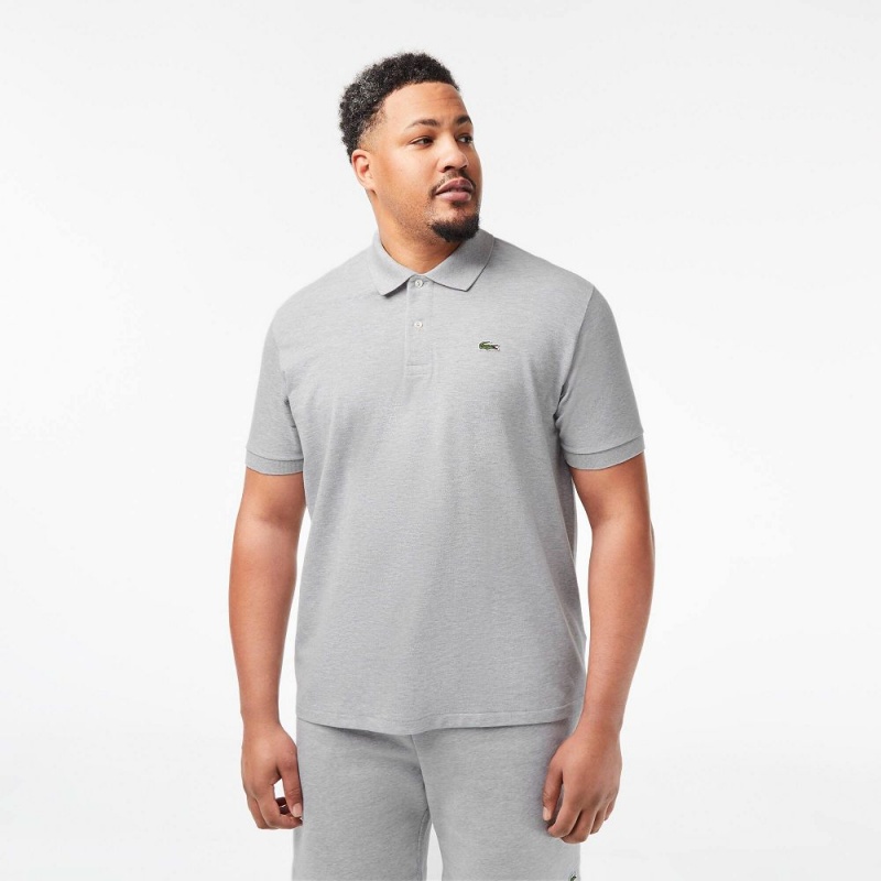 Men's Lacoste Heathered Petit Piqué Cotton Polo Shirts Grey Chine | FSD241386