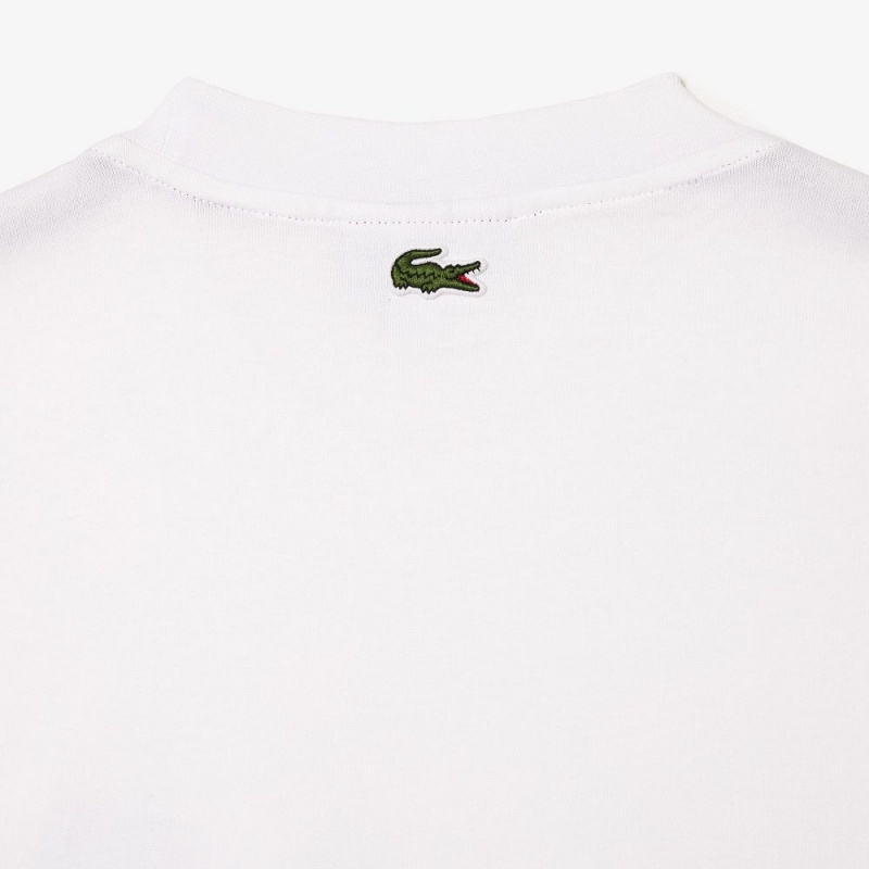 Men's Lacoste Heavy Cotton Jersey Multi Badge T-Shirt White | XMT710296