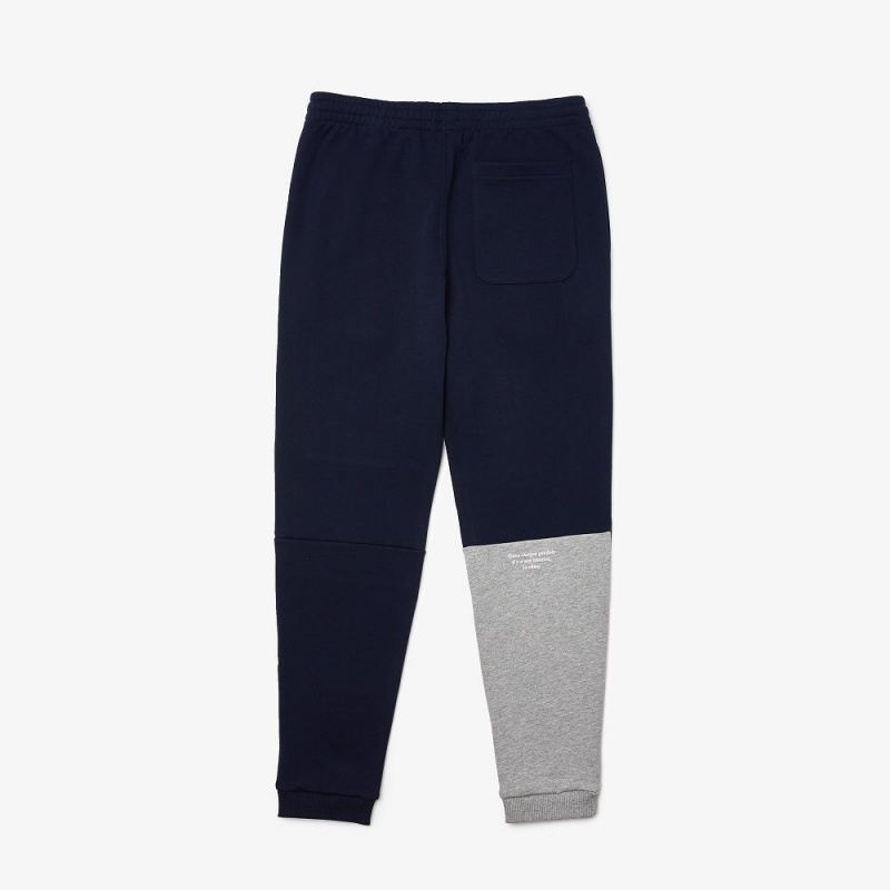 Men's Lacoste Heritage Branded Cotton Fleece Sweatpants Navy Blue | GON503896