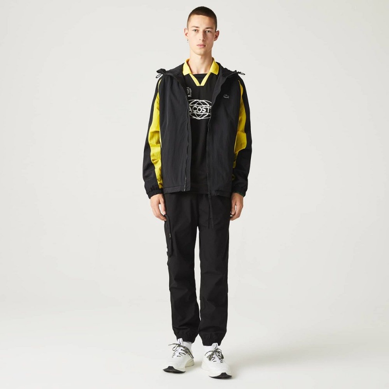 Men's Lacoste Heritage Colorblock Jackets Black Yellow | VHU124630