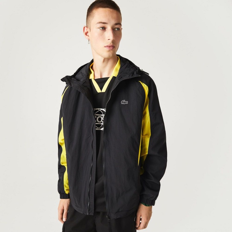 Men's Lacoste Heritage Colorblock Jackets Black Yellow | VHU124630