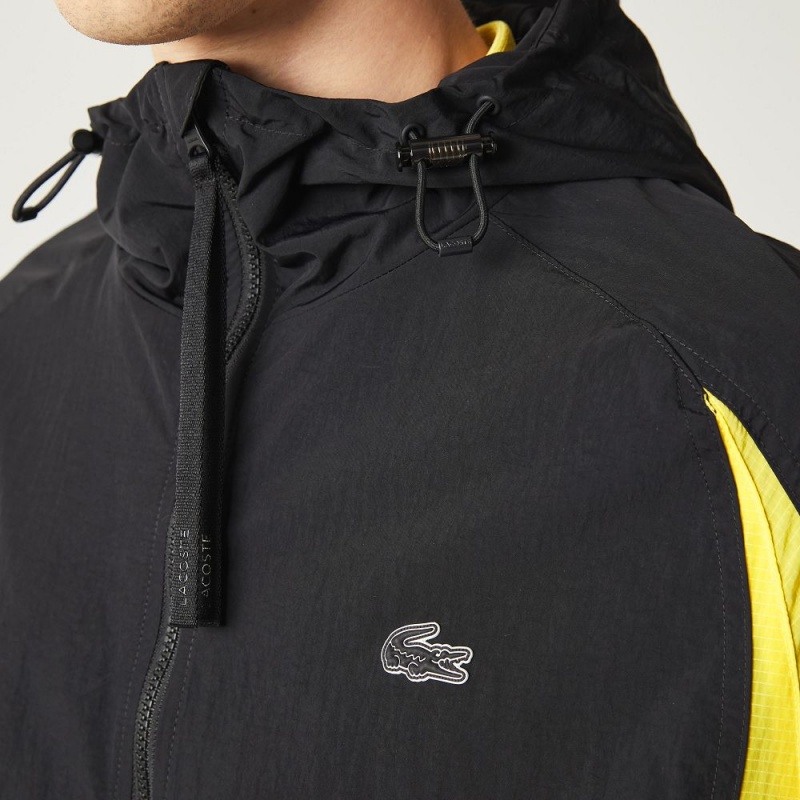 Men's Lacoste Heritage Colorblock Jackets Black Yellow | VHU124630